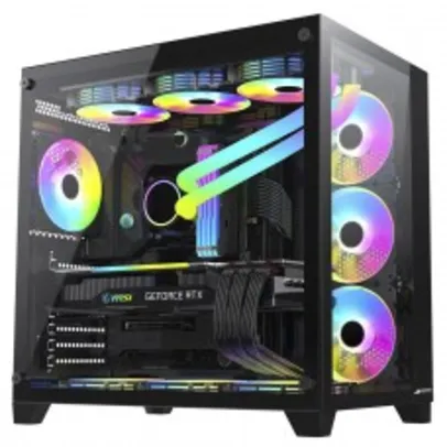 Gabinete Gamer SuperFrame Cube, Mid Tower, Vidro Temperado, ATX, Black, Sem Fonte, Sem Fan