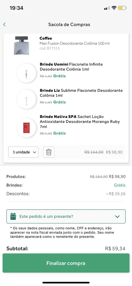 Imagem na descrição da promoção