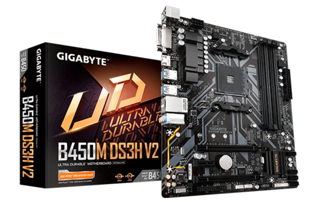 Placa Mãe Gigabyte B450M DS3H V2, Chipset B450, AMD AM4, mATX, DDR4