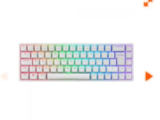 Teclado Gamer Mecânico Akko 3068B Plus White, RGB, USB/Wireless/Bluetooth, Switch Akko Blue e Akko orange ABNT2