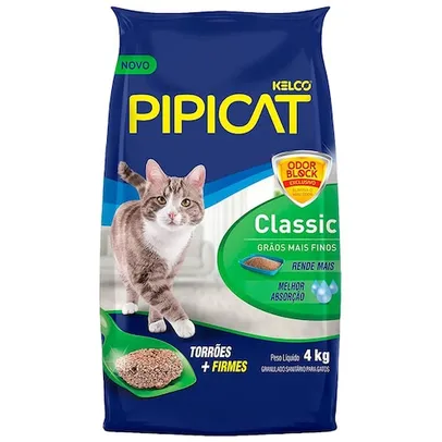 Areia Argila Esmectita Pipicat para Gatos Classic 4kg - Verde