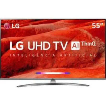 Smart TV LED LG 55'' 55UM7650 Ultra HD 4K com Conversor Digital 4 HDMI 2 USB Wi-Fi 60Hz com Inteligência Artificial- Prata