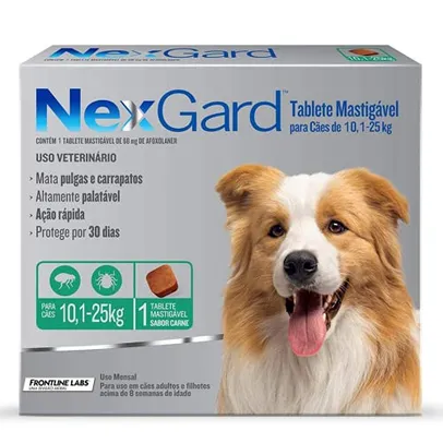 NexGard Antipulgas e Carrapatos para Cães de 10,1 a 25kg, 1 tablete