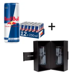 Kit 12 Latas Red Bull Energy Drink, 250ml + 2 Copos 250ml