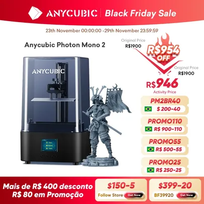 ANYCUBIC Photon Mono 2 LCD UV Resina Impressora 3D Impressão