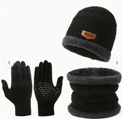 Kit Frio Touca Gorro + Luva Touch Celular + Protetor de Pescoco