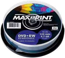 Mídia Dvd+Rw Regravável Maxprint 4.7 Gb - 120 Min - 4X - Slim - R$ 8