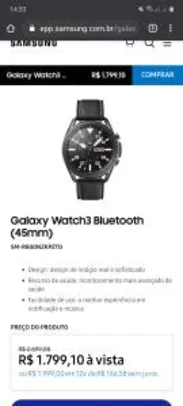 Samsung Galaxy Watch 3 Bluetooth 45mm | R$1.799