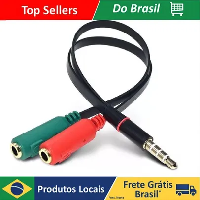 [🇧🇷] Cabo Adaptador p3 (p2 combo) p/fone de Ouvido Microfone Preto 