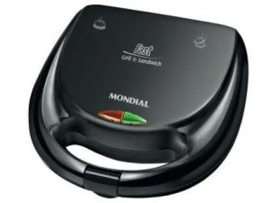 Sanduicheira/Grill Mondial Fast Grill e Sandwich - S-12 780W com Alça Fria R$ 29,90