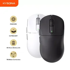 [TAXA INCLUSA] Mouse Gamer Sem Fio Kysona M600, Sensor PAW3395, Switches Huano Blue Pink, 55g