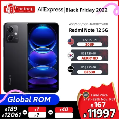 Smartphone Xiaomi Redmi Note 12 5g 6GB 128GB | ROMGlobal