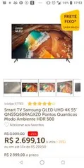 Smart TV Samsung QLED UHD 4K 55" QN55Q60RAGXZD | R$ 2.699