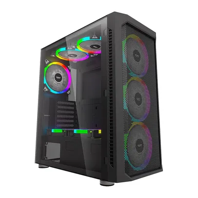 Gabinete Gamer Aigo DarkFlash Gale DF140 Preto Lateral Vidro