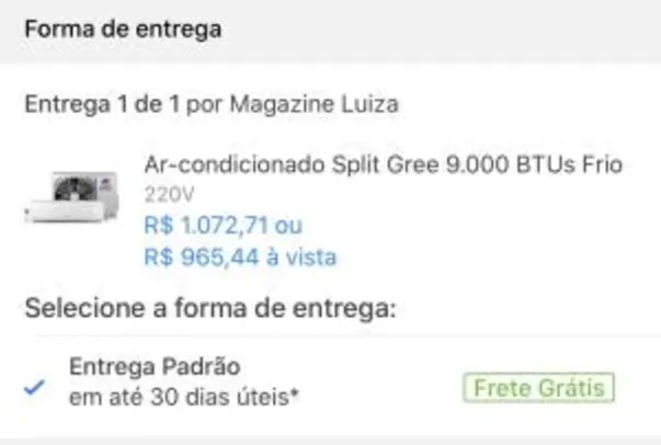 (Clube da Lu) Ar-condicionado Split Gree 9.000 BTUs Frio - Eco Garden GWC09QA-D3NNB4D