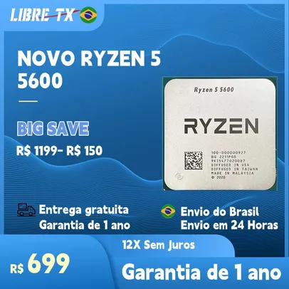 [Do Brasil/GPay] RYZEN 5 5600, AM4, 3,5GHz, Novo, Brasil