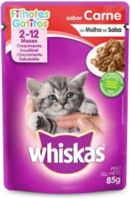 [PRIME] Ração Úmida Para Gatos Whiskas Sachê Carne ao Molho Filhotes 85g R$2,28