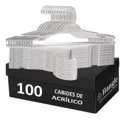 Kit Cabide Acrílico 100 Unidades Reforçado Transparente Top