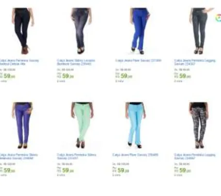 [Walmart] Calças Jeans Sawary (vários modelos)- por R$59