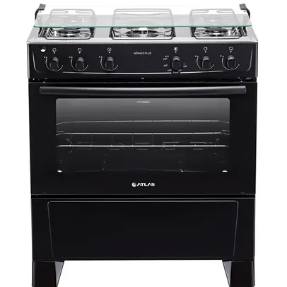 Fogão Atlas 5 Bocas Monaco Plus Automático Mesa Inox Forno 86,5L