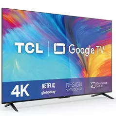 Smart TV LED 55" 4K TCL 55P635 HDR, Wifi Dual Band, Bluetooth, Controle Remoto com Comando por controle de Voz, Google Assistant e Borda fina