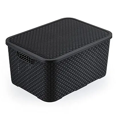 CAIXA ORGANIZADORA RATTAN 20L PRETA