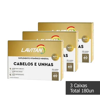 Kit 3cx Suplemento Vitaminas Lavitan Cabelos Unhas 180 Dias