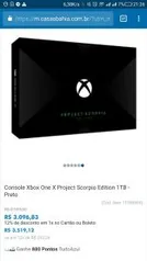 Xbox one x scorpio (valor a vista)