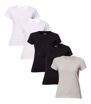 Kit Com 5 Camisetas Básicas Feminina Hering