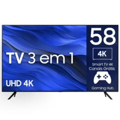 [MEMBERS] Samsung Smart TV 58 Polegadas 4K 58CU7700, Processador Crystal 4K, Gaming Hub, Visual Livre de Cabos, +Canais Grátis