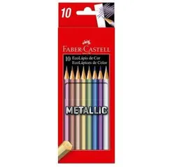 [PRIME] Lápis de Cor Sextavado, Faber-Castell, EcoLápis Metallic, 10 Cores - R$12