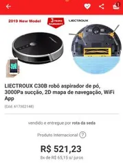 LIECTROUX C30B robô aspirador de pó, 3000Pa sucção, 2D mapa de navegação, WiFi App