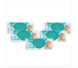 (Carrefour Mercado BH) Kit 5 lenços umedecidos Pampers