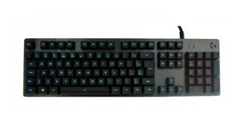 Teclado gamer Logitech Serie G G512 QWERTY GX Brown português Brasil cor carvão com luz RGB