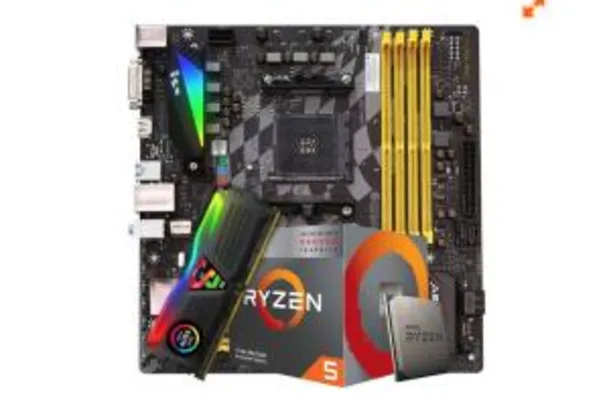 Kit Upgrade Placa Mãe BIOSTAR B350GTX DDR4 + Processador AMD Ryzen 5 3400G 3.7GHz + Memória DDR4 8GB 3200MHZ