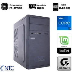 Computador NTC Intel Core i7-11700, 8GB DDR4, SSD 240GB, Linux, Preto