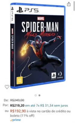 [Prime] Marvel's Spider Man: Miles Morales - PlayStation 5 | R$ 193