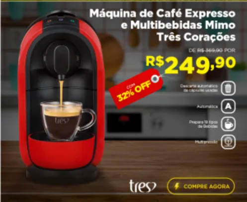 Máquina de Café Expresso e Multibebidas Mimo Vermelha - 110v - FRETE GRÁTIS