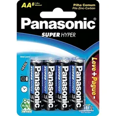 [Super 7,28]Panasonic Pilha Comum Linha Super Hyper Proteção Antivazamento, pacote de 8