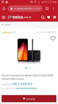 Smartphone Redmi Note 8 Dual 64Gb Global Preto Xiaomi