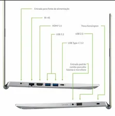 Notebook Acer Aspire 5 A514-54-56HA Intel Core i5 11ª Gen Windows 11 Home 8GB 512GB SDD 14' Full HD