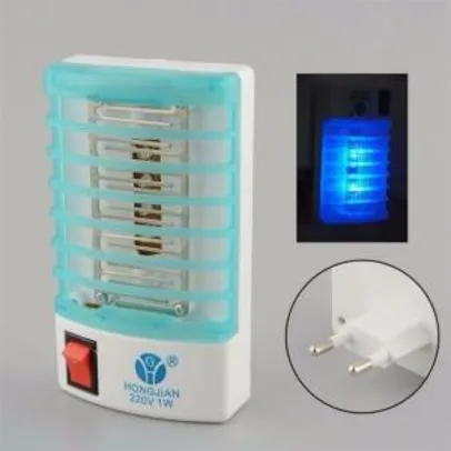 Mata mosquito e pernilongo LED UV kit 3 peças azul - R$34