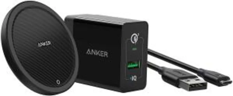 [Prime] Carregador Sem Fio Wireless, Anker PowerWave+ Pad 10W R$ 210