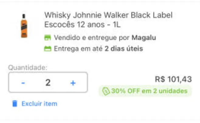 [Cliente Ouro] Whisky Johnnie Walker Black Label Escocês 12 anos - 1L | R$101