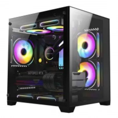 Gabinete Gamer K-MEX Space Y, Mini Tower, Vidro Temperado, M-ATX, Black, Sem Fonte, Sem Fan, CG-413A 