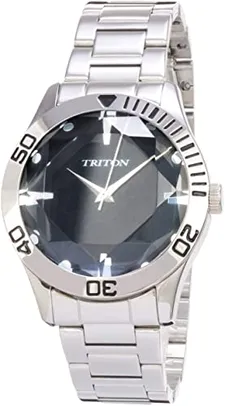 Relógio com vidro sextavado, cor prata, Triton MTX227 | R$100