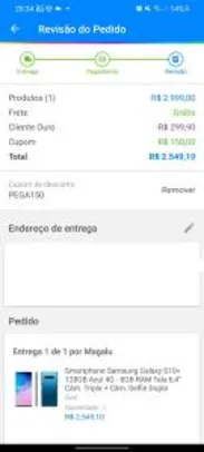 [APP e cliente ouro.] Smartphone Samsung Galaxy S10+ 128GB Azul 4G - 8GB RAM Tela 6,4”