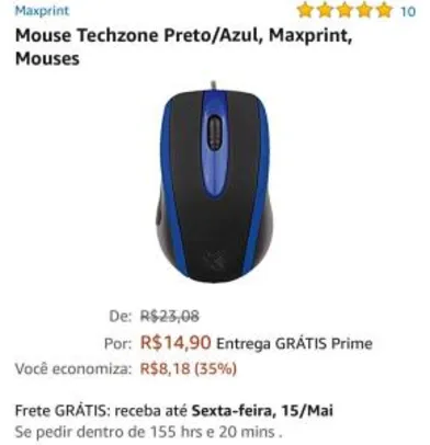(Prime) Mouse Techzone Preto/Azul Maxprint | R$ 15