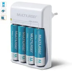 Carregador de Pilhas Multilaser AA/AAA + 4 Pilhas AA 2500Mah - CB054 | R$ 75