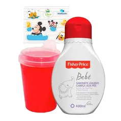 Kit Fisher Price Sabonete Líquido 400ml + Copo + Cartela De Adesivo